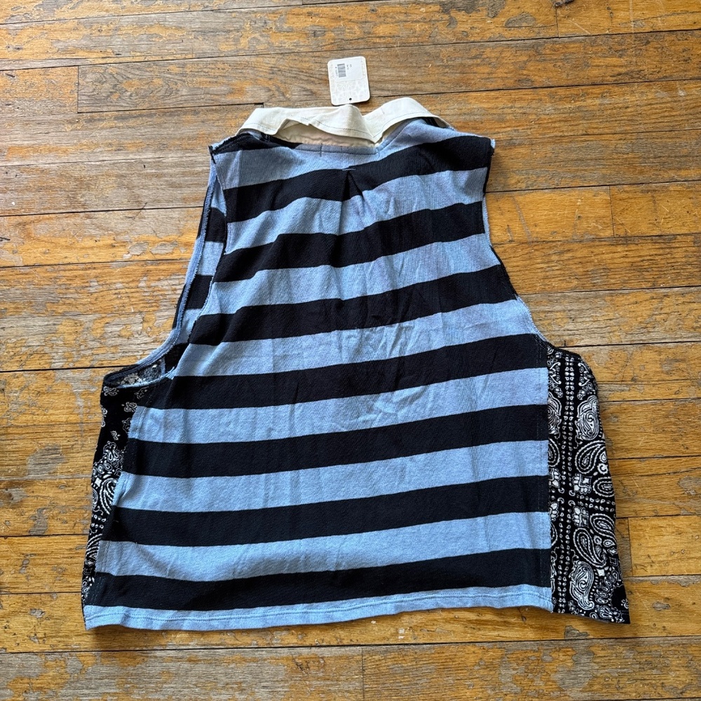 Free People Women's Doing It Rugby, Charcoal Blue Combo, XS - Picture 3 of 5